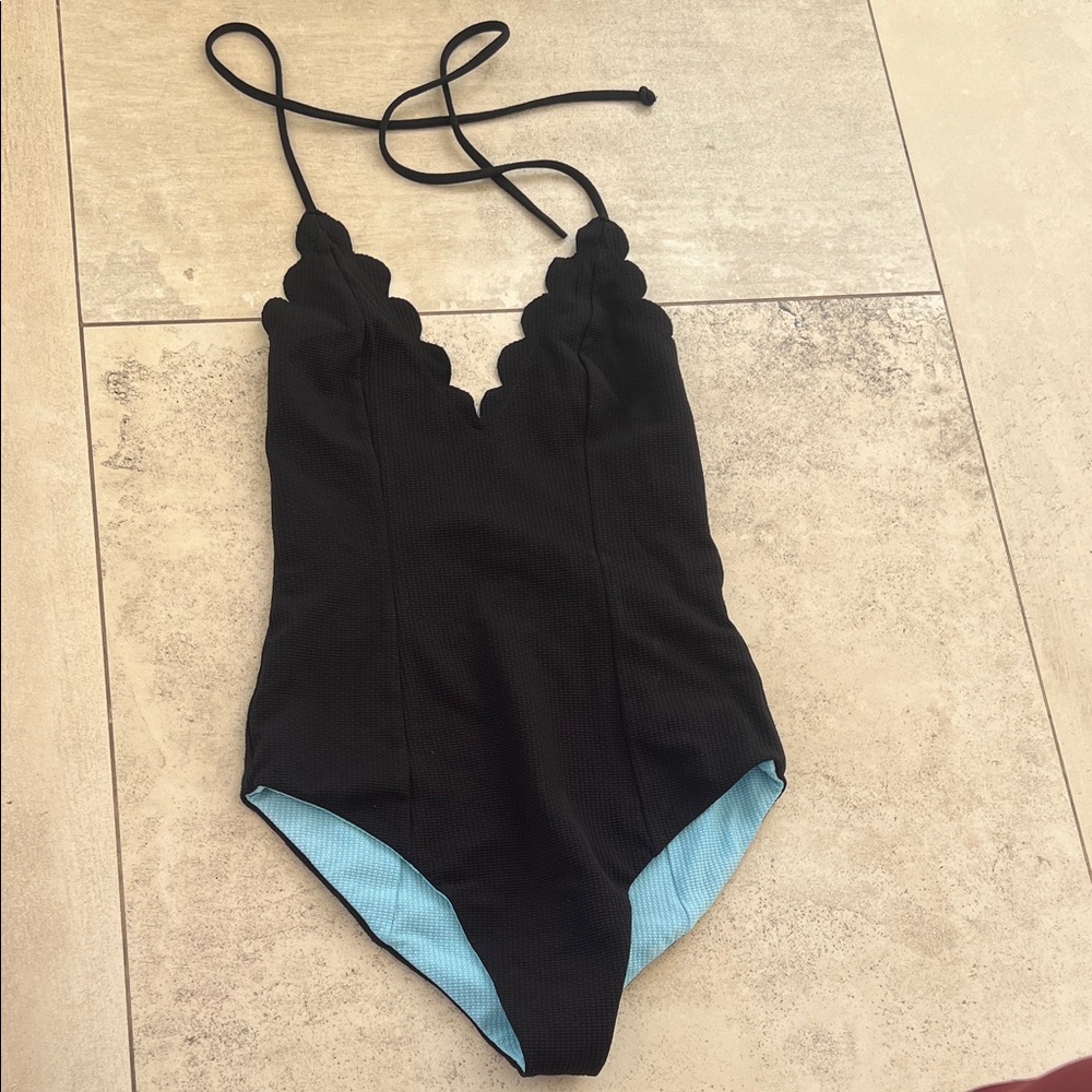 Marysia Swim Black One-Piece Swimsuit with Light Blue Lining